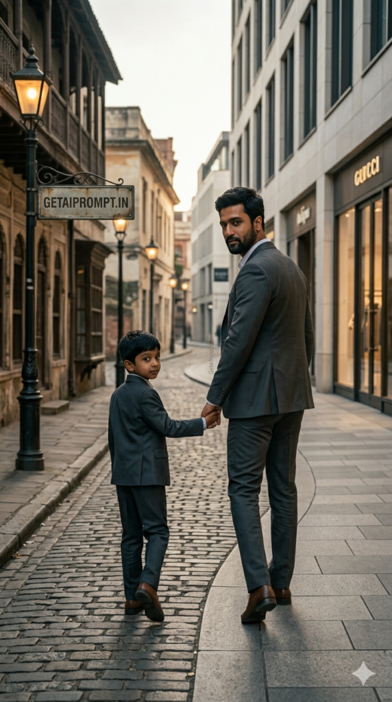 The Walking Across Time Cinematic Style AI image prompt visualization