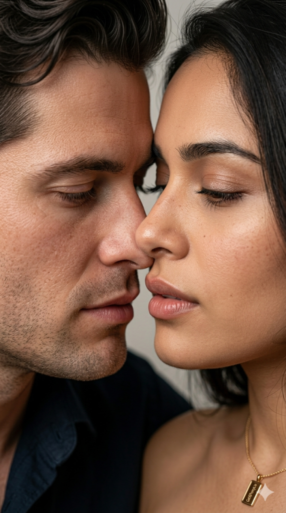 Macro Close Up Kiss AI Prompt High Detail Intimate Portrait