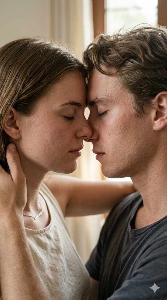 Post Kiss Exhale AI Prompt Fine Art Couple Portrait