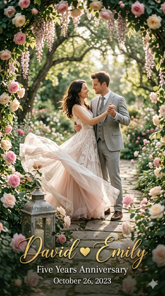 The Enchanted Floral Garden Dream AI Anniversary Portrait Prompt