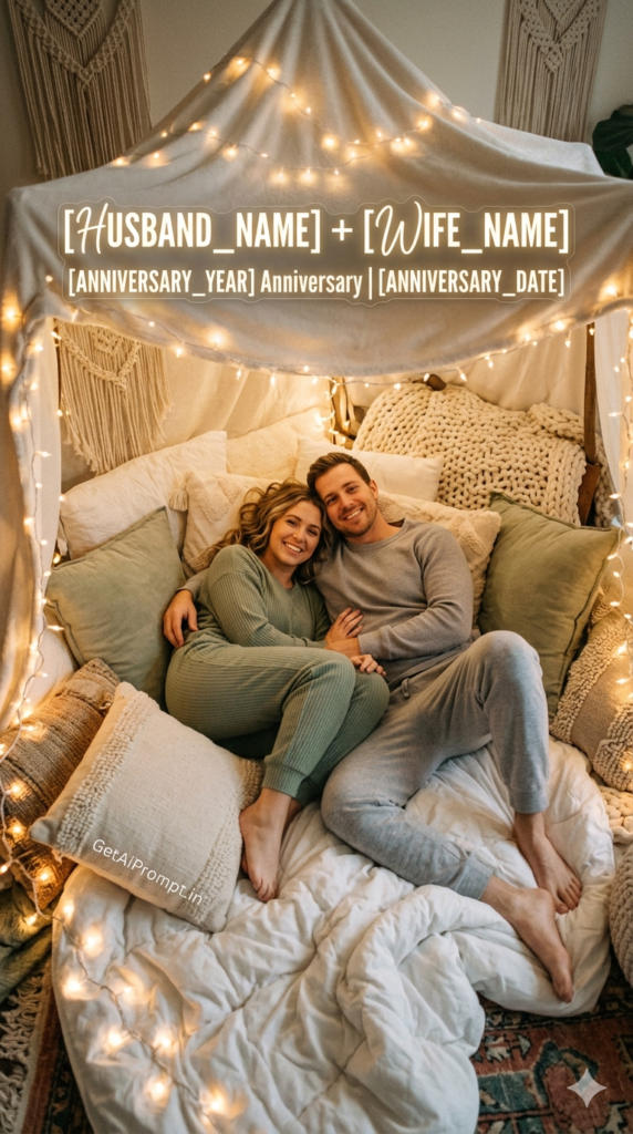 The Modern Indoor Glamping Fairy Tale Typography Anniversary AI Template