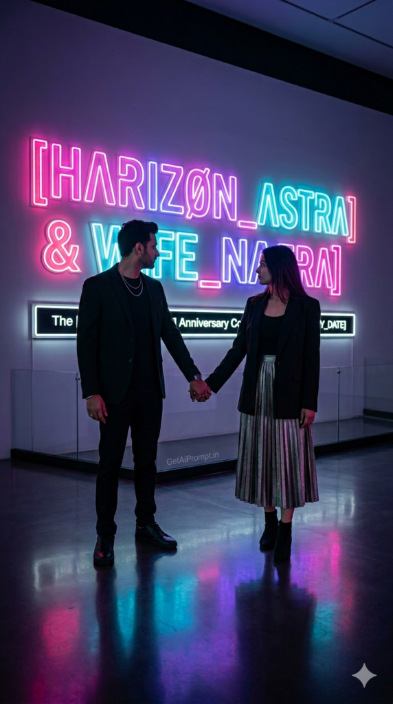The Contemporary Neon Art Gallery Aesthetic Couple Photography Prompt