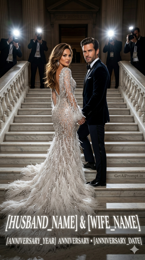 The Met Gala Grand Staircase Luxury Red Carpet AI Image Prompt