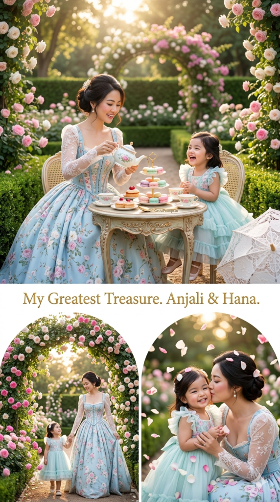 Rococo Rose Garden Tea Party Bridgerton Elegance Collage