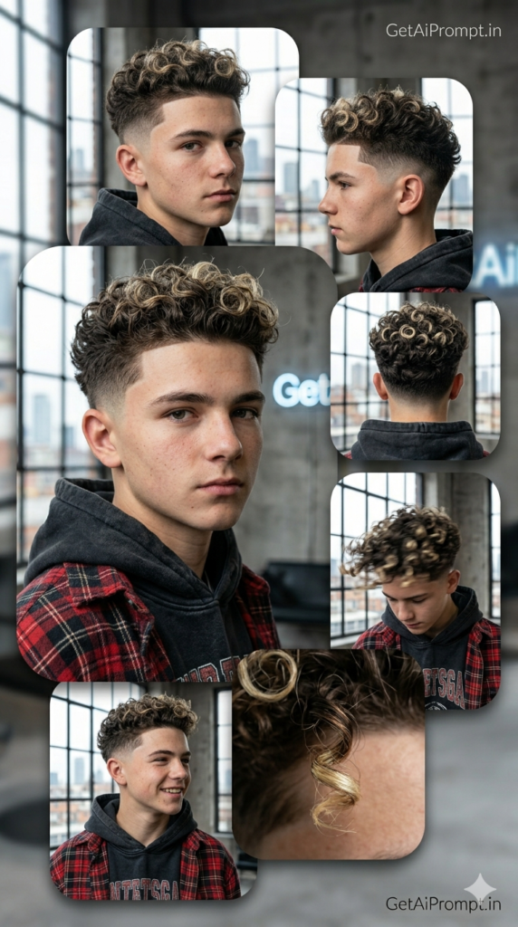 High Volume Curly Top Skin Fade Urban Boy Hairstyle