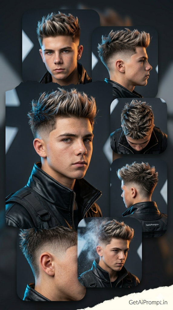 Edgy Burst Fade Spiky Faux Hawk Boys Hairstyle