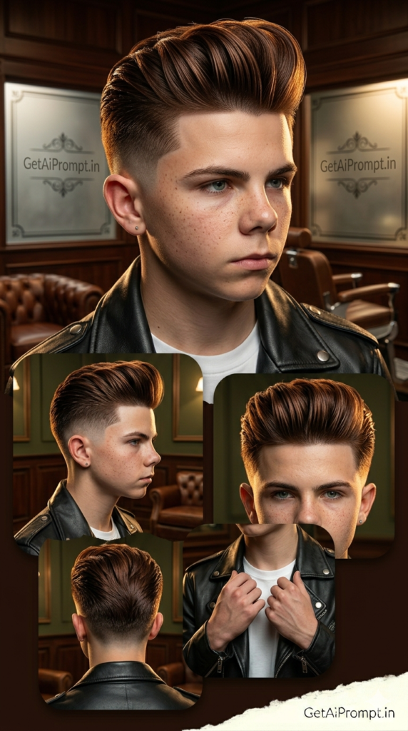 Classic Pompadour Mid Skin Fade Vintage Boys Hairstyle
