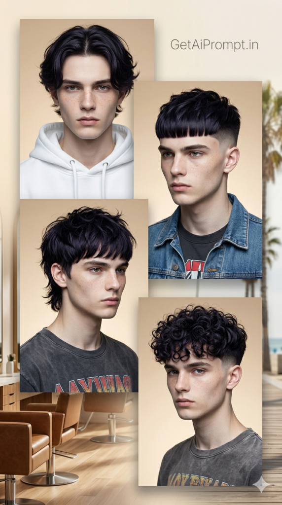 USA Boys Multiple Haircut Collage TikTok Trends Lookbook