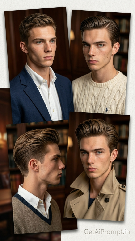 East Coast Prep Ivy League Multiple Boys Hairstyle AI Collage