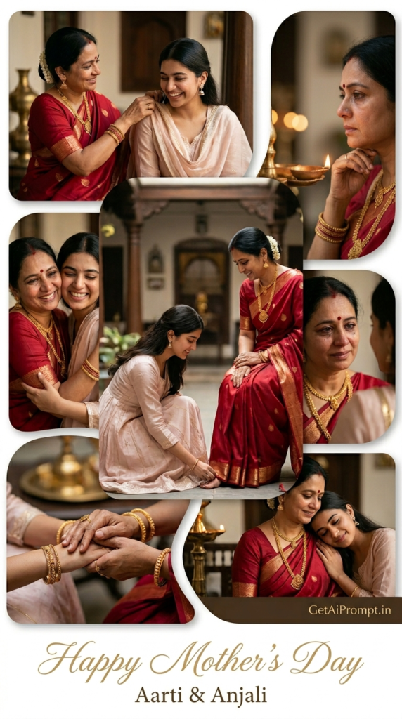 Traditional Indian Grace Mother Daughter Legacy AI Portrait