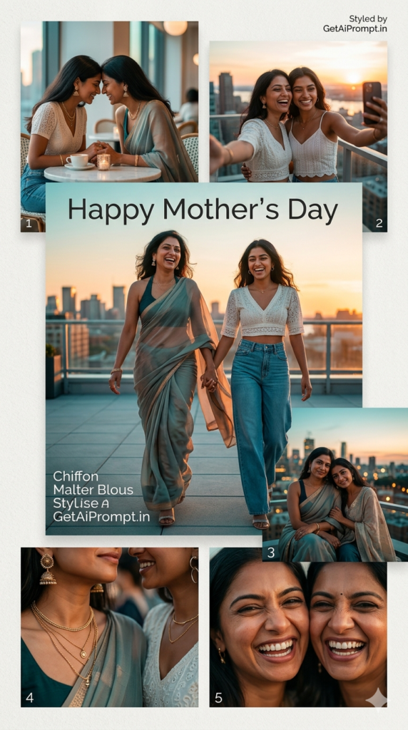 Indo Western Fusion Modern Family Mother Daughter Collage
