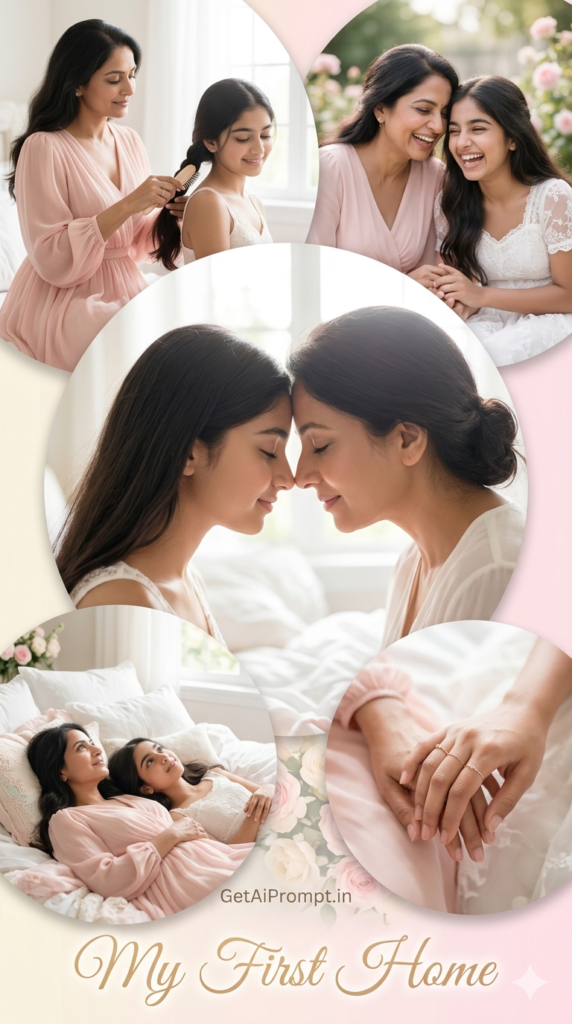 Soft Pastel Coquette Aesthetic Mother Daughter Dreamscape AI Portrait