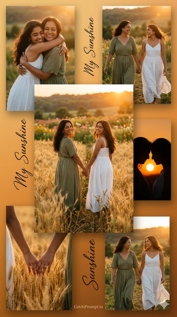 Outdoor Golden Hour Emotional Shoot Nature Freedom AI Collage