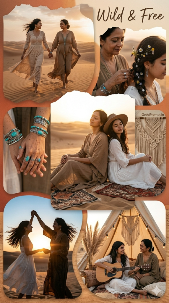 Bohemian Desert Sunset Free Spirited Wanderlust AI Photoshoot