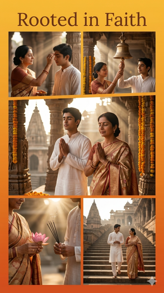 Spiritual Serenity Temple Heritage Devotion Family AI Portrait