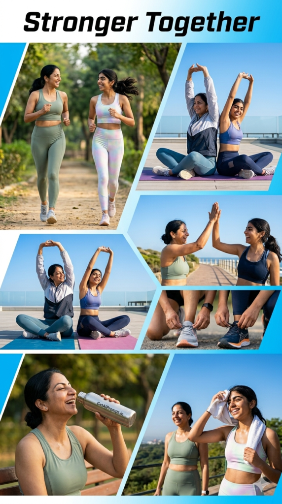 Active Lifestyle Athleisure Wellness Mother Child AI Fitness Portrait