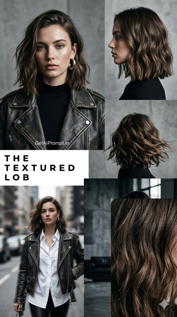 Textured Lob Long Bob Lived In Urban Chic Female Haircut AI