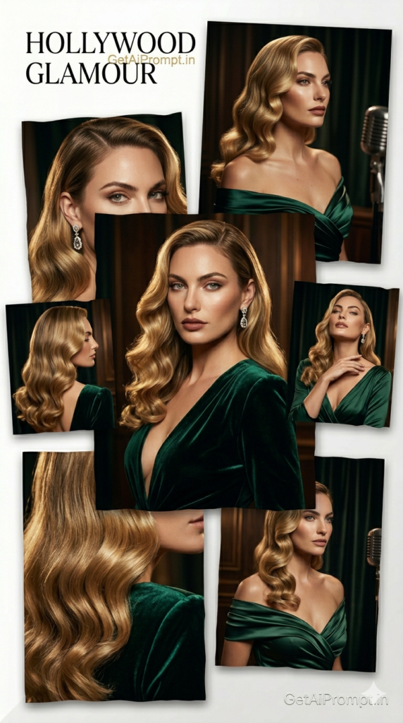 Hollywood Glam Waves Vintage Red Carpet AI Hairstyle Generator