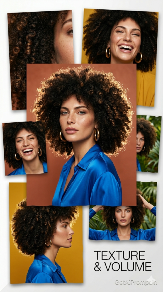 Voluminous Curly Afro Natural Texture Type 4C Hair AI Prompt Generator