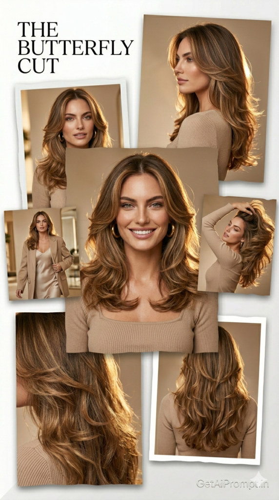 Butterfly Cut Layered Volume Viral TikTok Hair AI Prompt