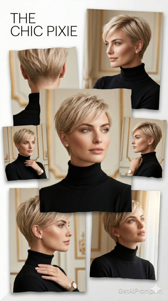 Modern Pixie Cut Soft Feminine Short Hair AI Photography
