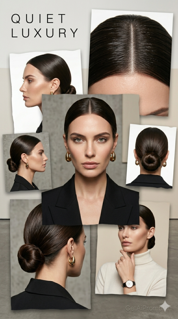 Low Sleek Bun Minimalist Quiet Luxury Old Money Hairstyle AI