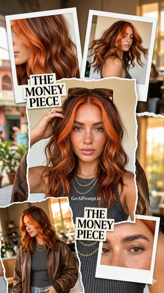 Face Framing Highlights Money Piece Viral Instagram Hair Color AI Prompt
