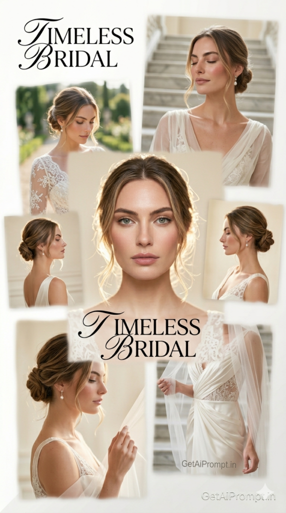 Bridal Soft Chignon Luxury Wedding Classic Updo AI Prompt