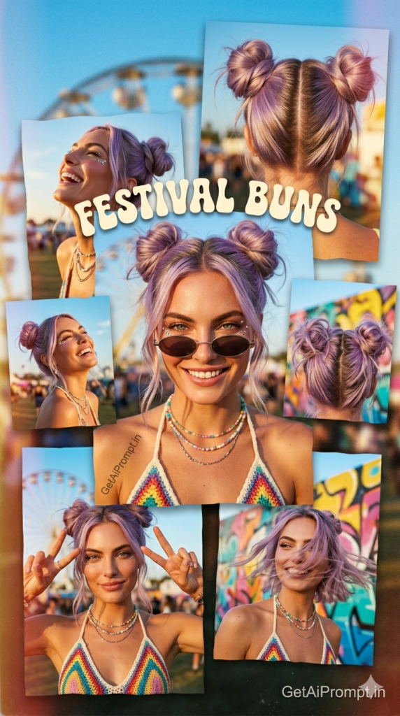 Space Buns Playful Festival Y2K Hair Trend AI Generator