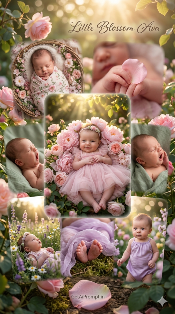 Floral Garden Dream Baby Girl Portrait AI Photography Setup