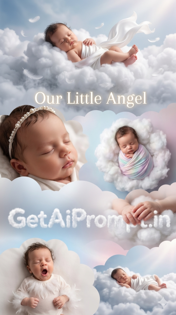 Cloud Heaven Theme Ethereal Floating Baby Photography Collage