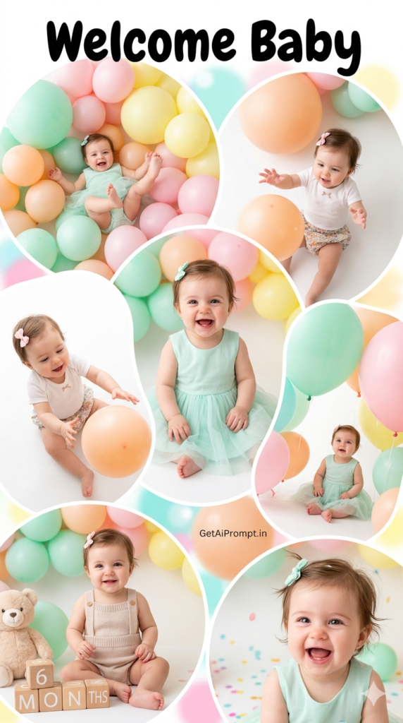 Pastel Balloon Celebration Joyful Baby Milestone AI Prompt