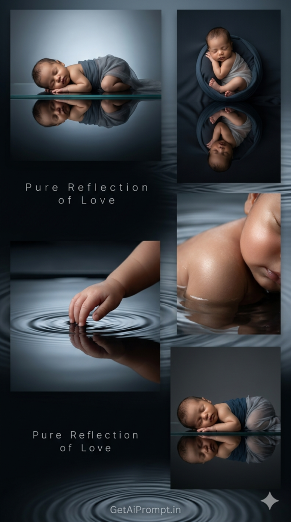 Water Reflection Artistic Portrait Avant Garde Newborn AI Photography