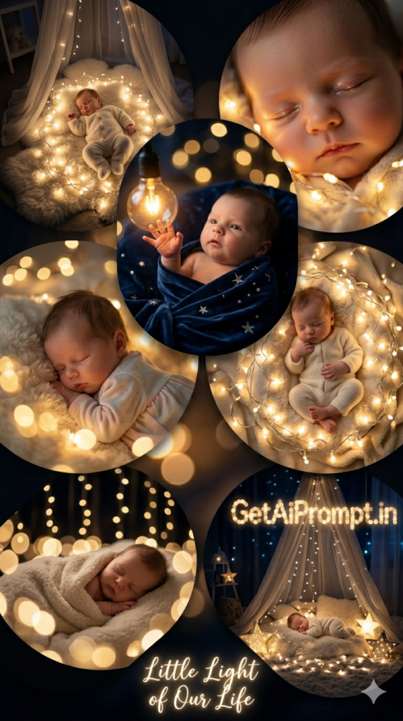 Dreamy Fairy Light Glow Setup Magical Nighttime AI Portrait