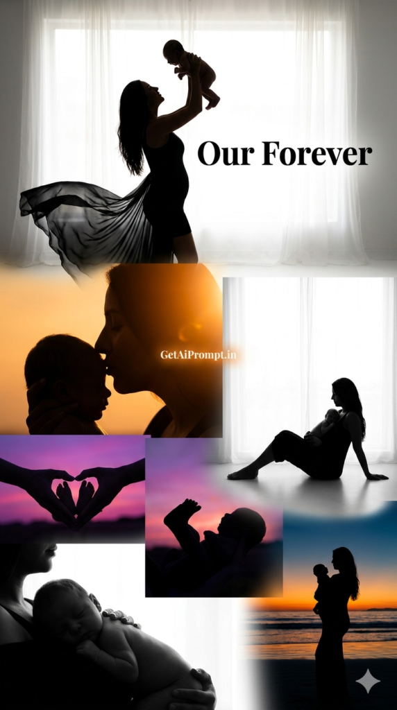 Parent-Baby Silhouette Emotional Frame Deep Connection AI Photography
