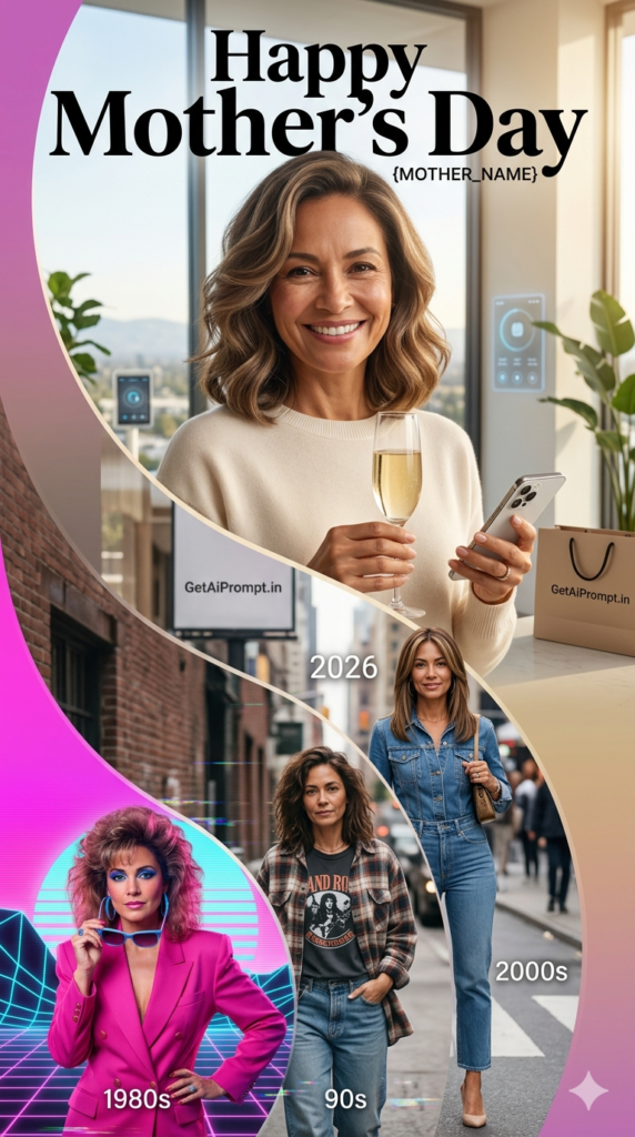Dynamic Eras 80s to 2026 Modern Mom AI Photo Gift Edit