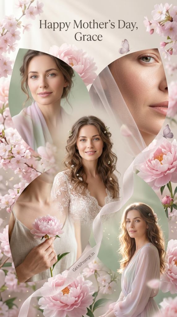 Ethereal Floral Masterpiece AI Mother's Day Portrait Collage